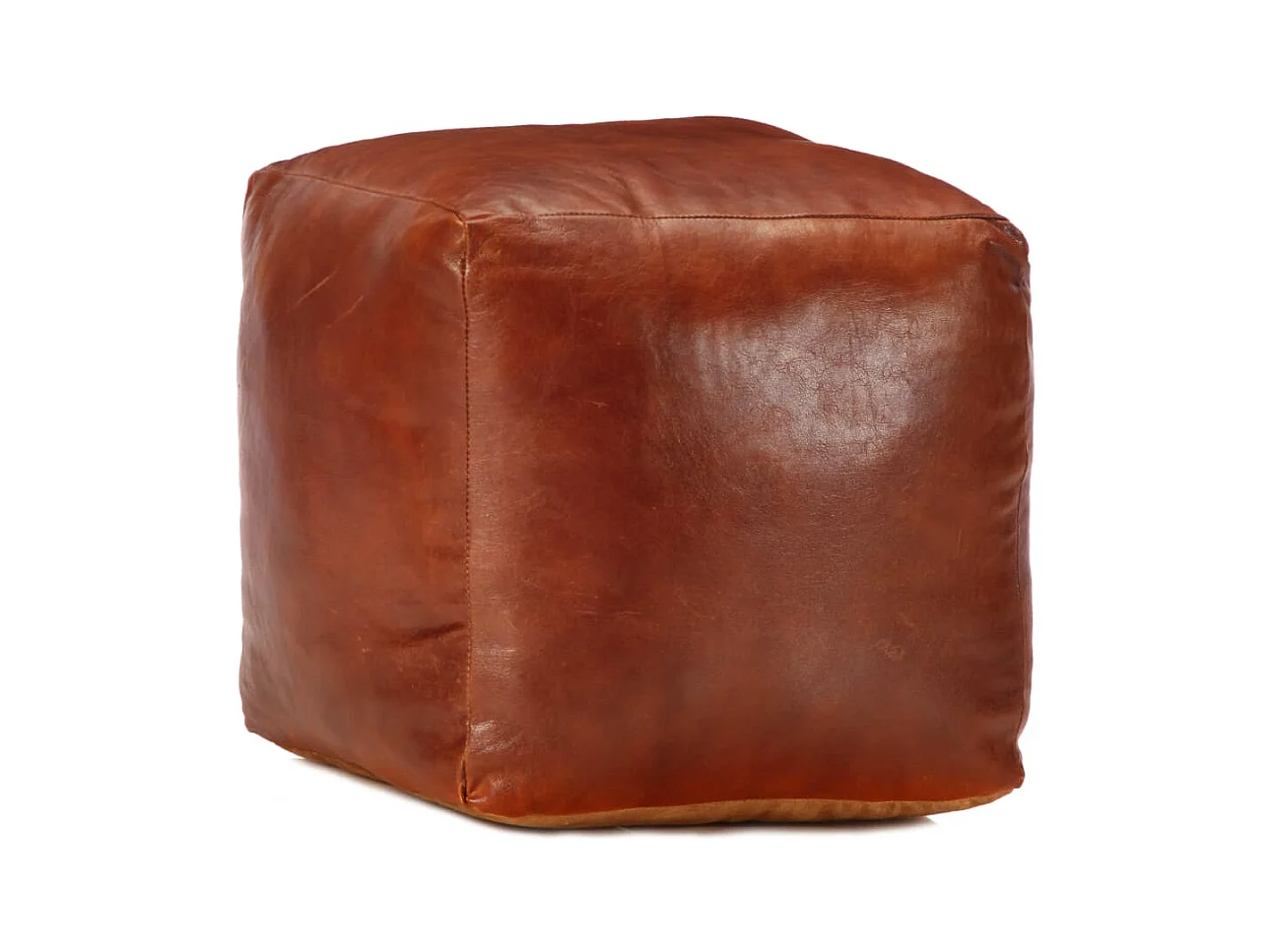 Pouf 40 x 40 x 40 cm Marrone rossiccio Vera pelle di capra