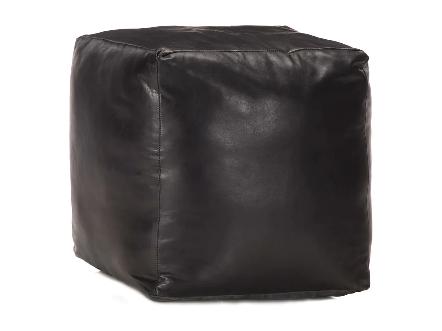 Pouf 40 x 40 x 40 cm Noir Cuir véritable de chèvre