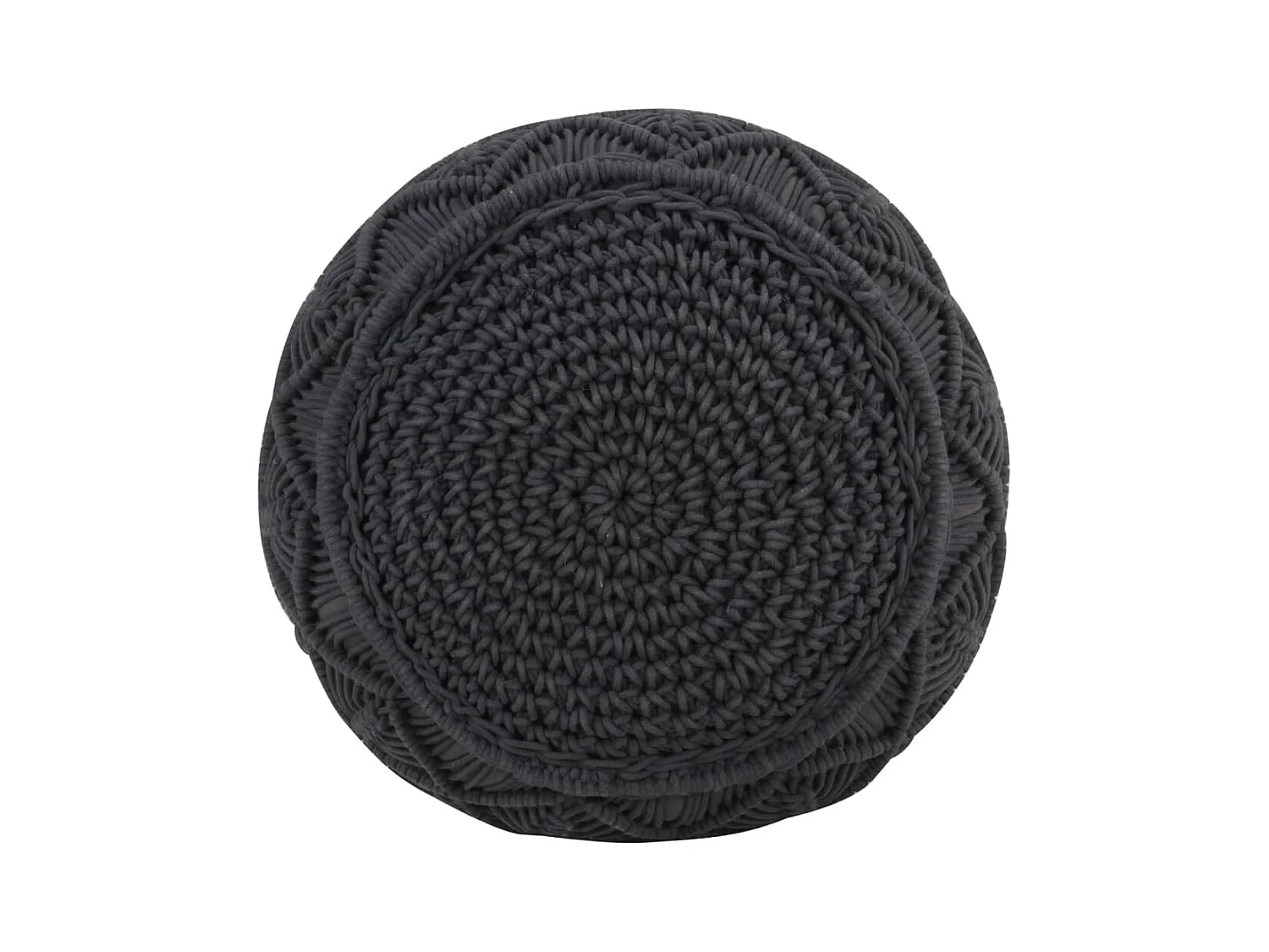 Handgemaakte macramé poef antraciet 45x30 cm katoen