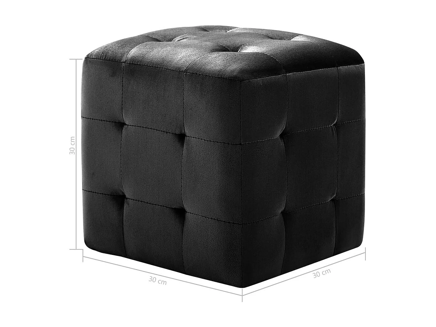 2 pz Pouf Nero 30 x 30 x 30 cm Tessuto in velluto