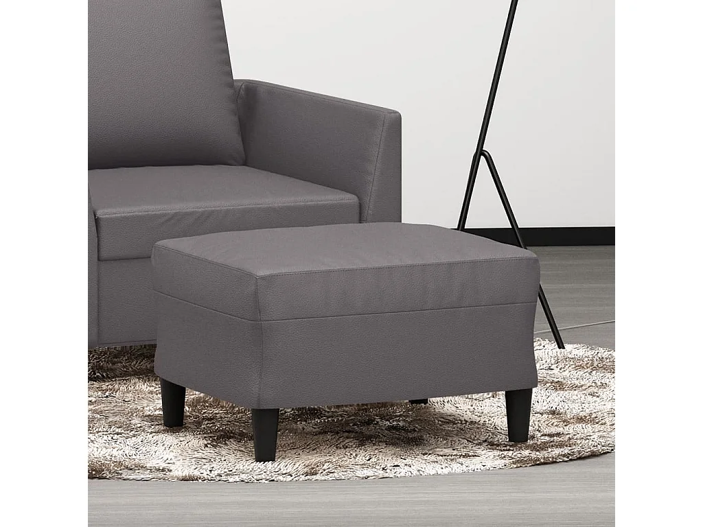 Grauer Fußhocker 60x50x41 cm Kunstleder