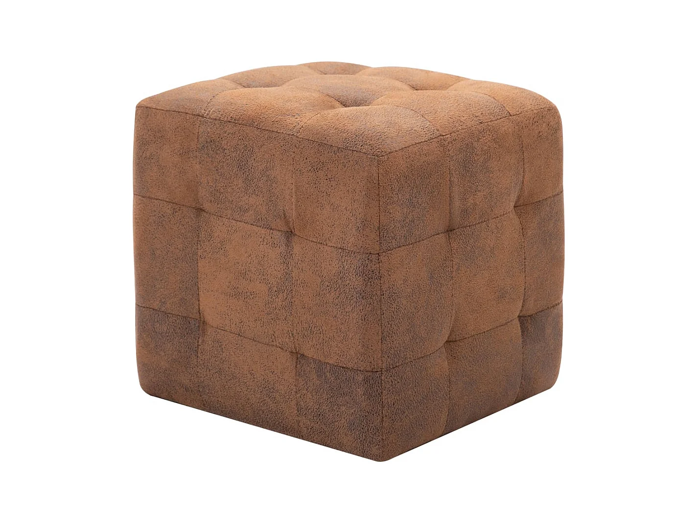 2 stuks bruine poefs 30 x 30 x 30 cm kunstleer suède