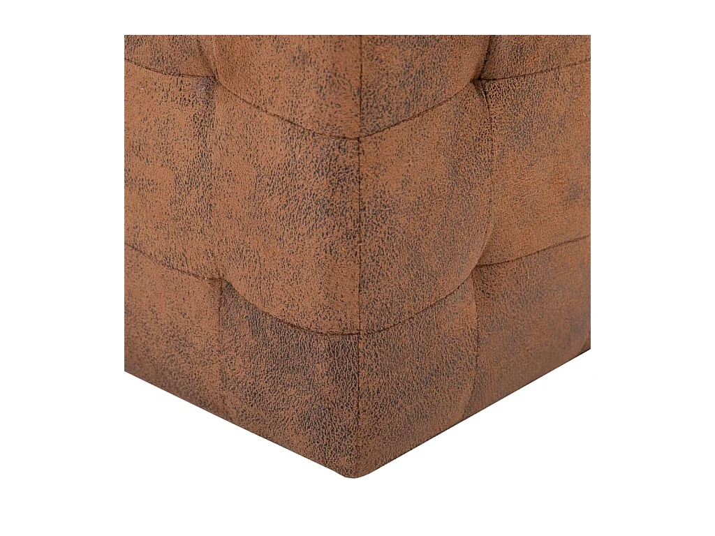 2 stuks bruine poefs 30 x 30 x 30 cm kunstleer suède
