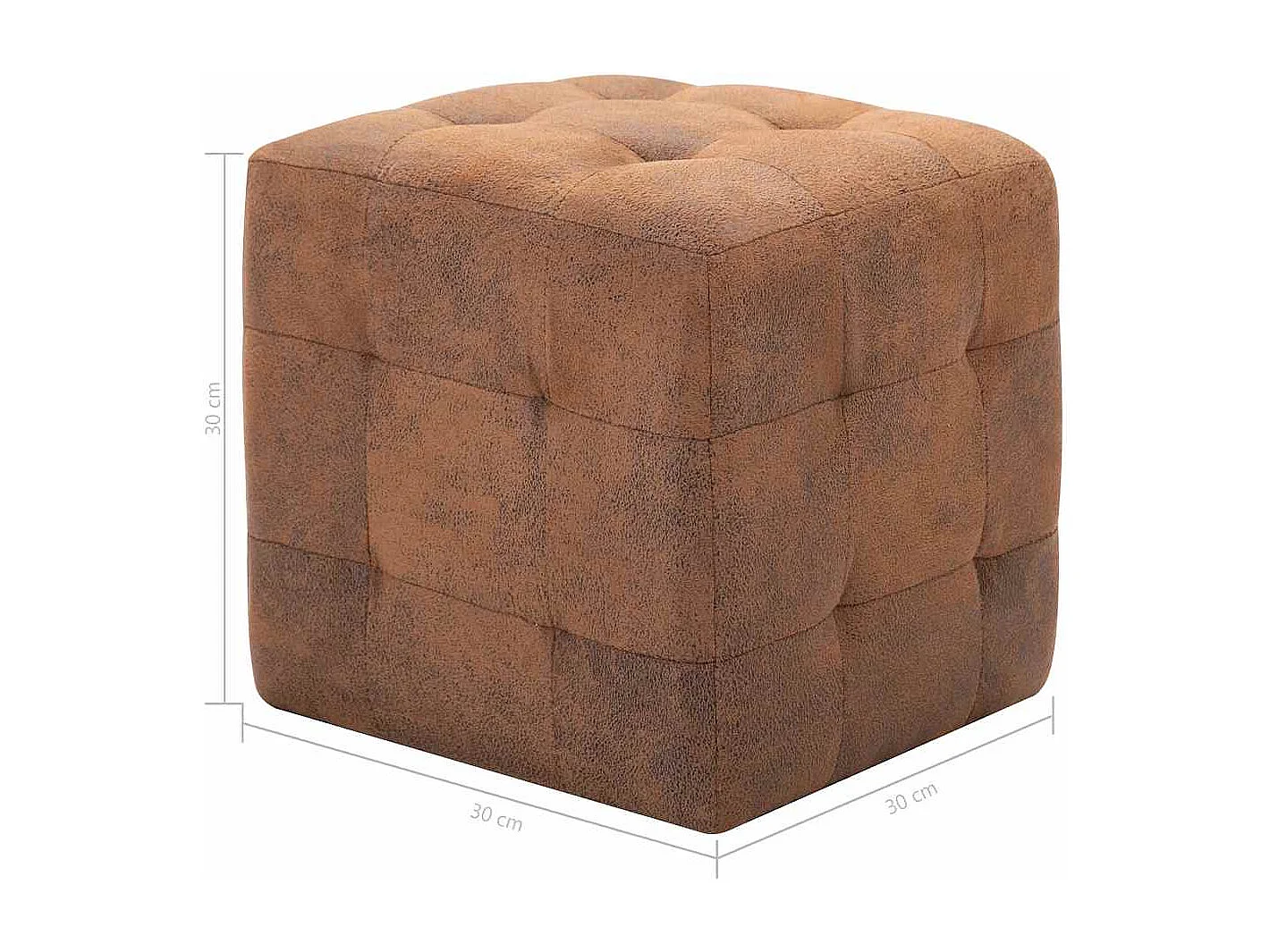 2 pz Pouf Marrone 30 x 30 x 30 cm Similpelle Scamosciata
