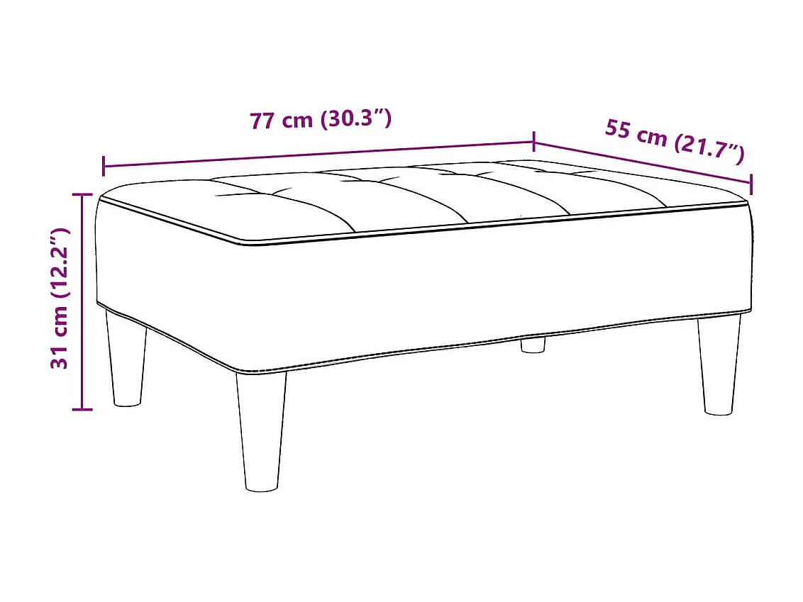 Poggiapiedi grigio chiaro 77x55x31 cm in velluto