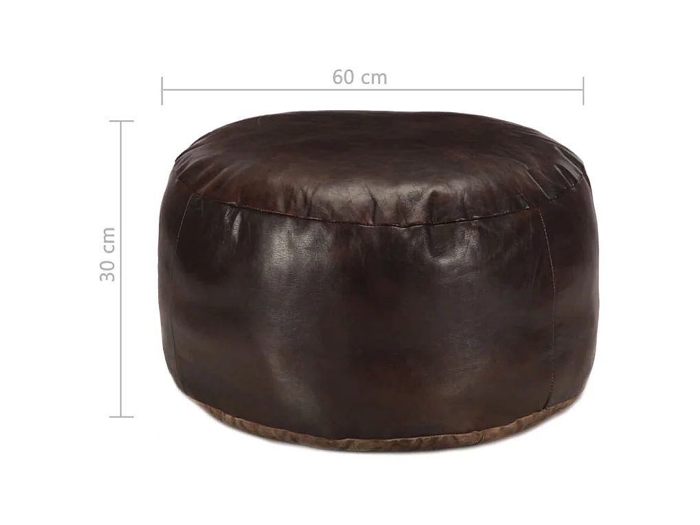 Pouf 60 x 30 cm Marrone scuro Vera pelle di capra