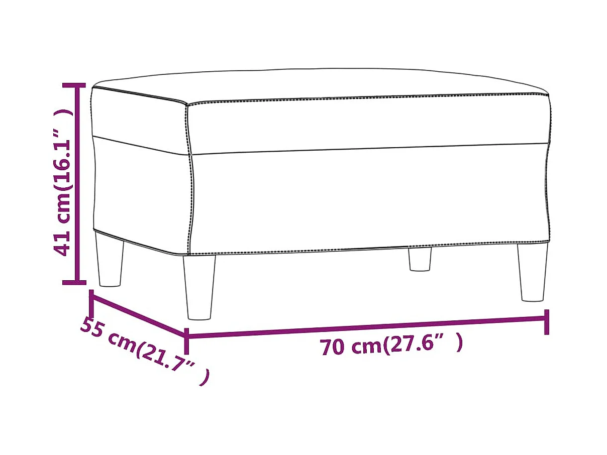 Crèmekleurige voetenbank 70x55x41 cm stof