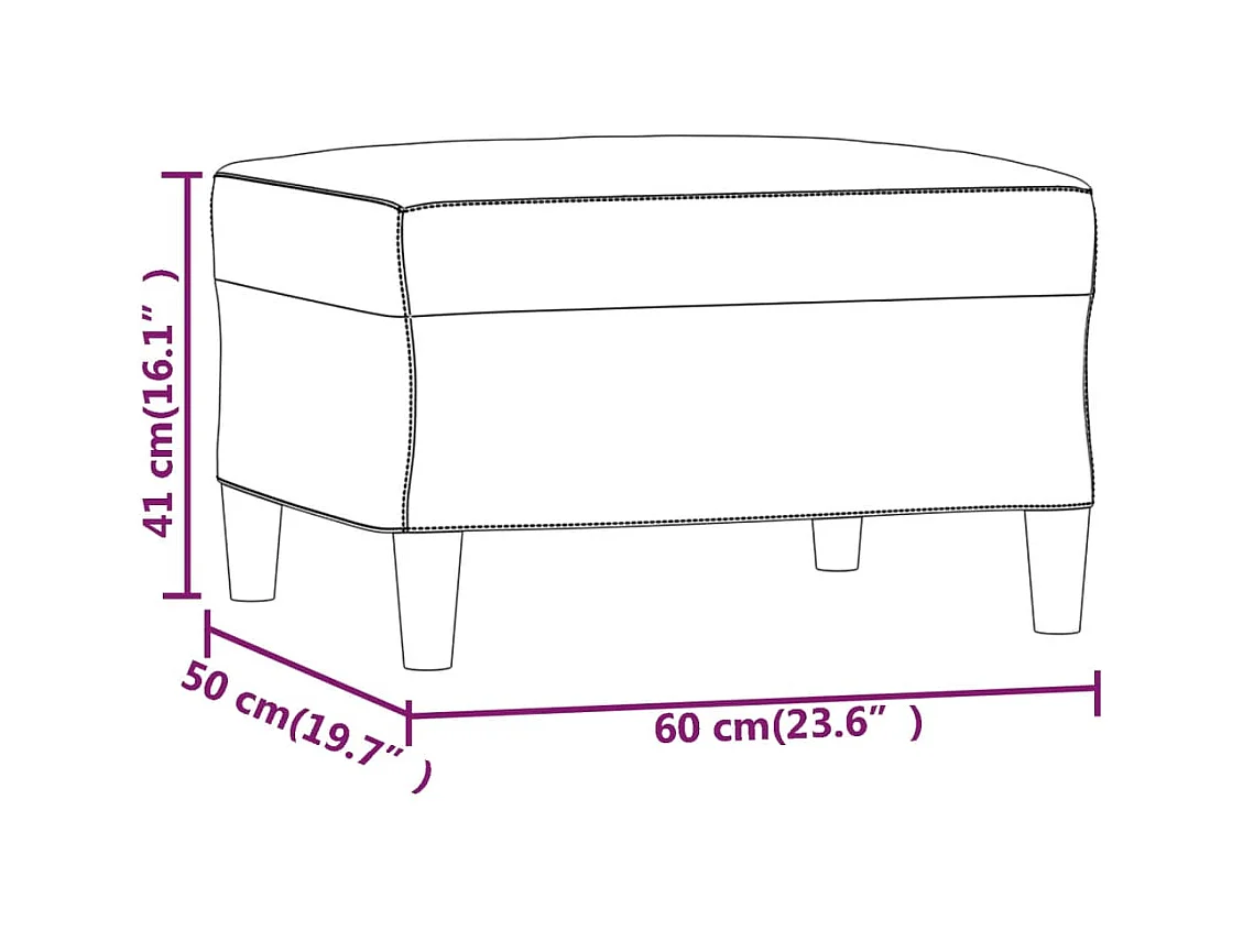 Zwarte voetenbank 60x50x41 cm fluweel