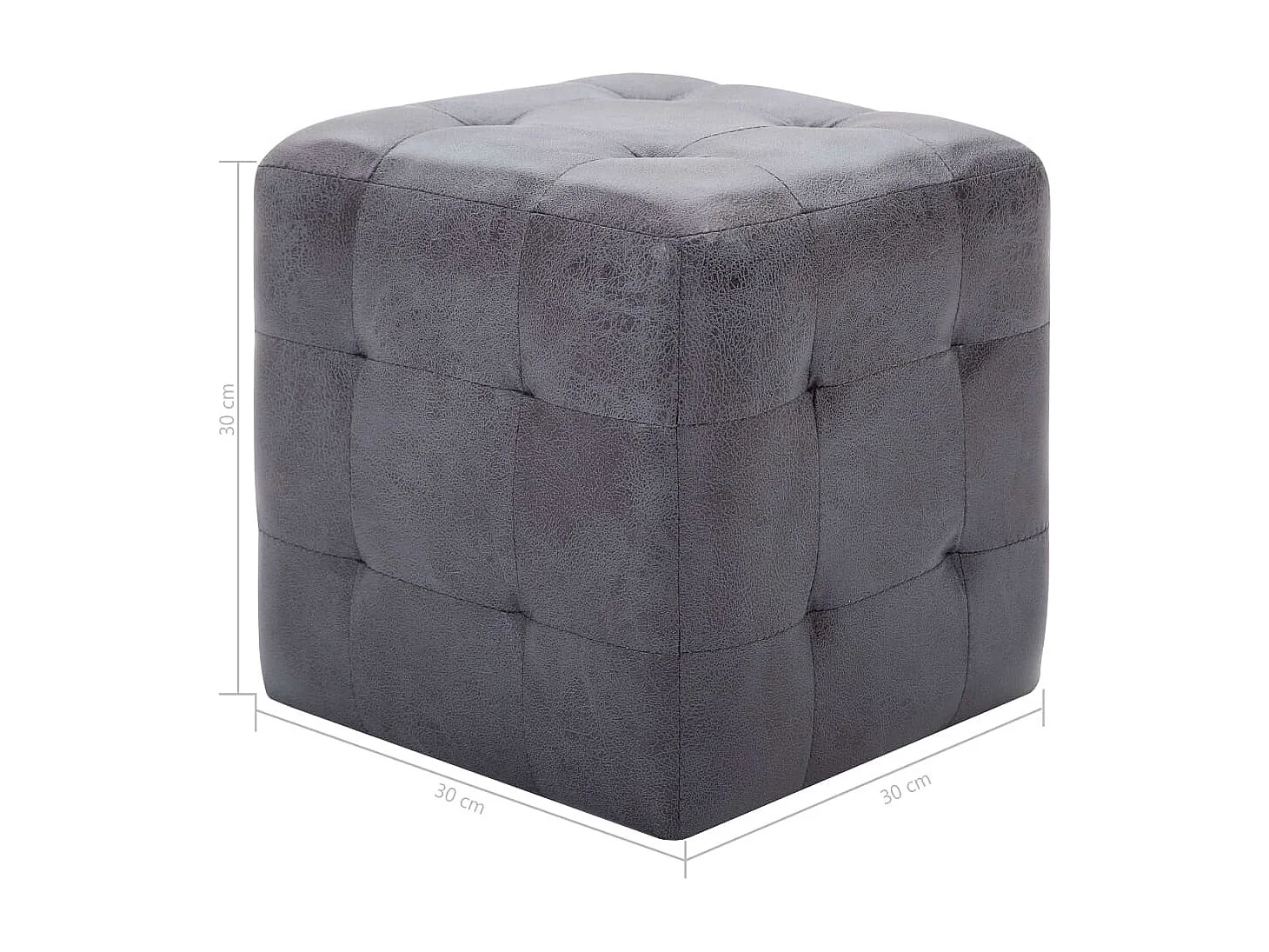 2 pz Pouf Grigio 30 x 30 x 30 cm Similpelle scamosciata