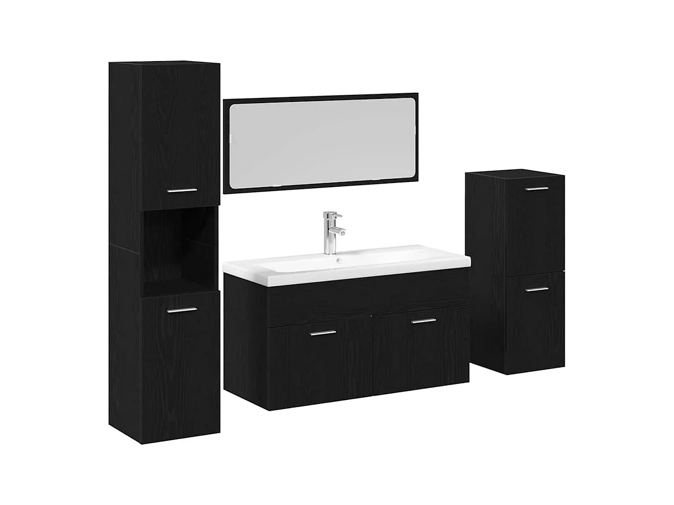 Ensemble de mobilier de salle de bain 4 pcs Chêne noir