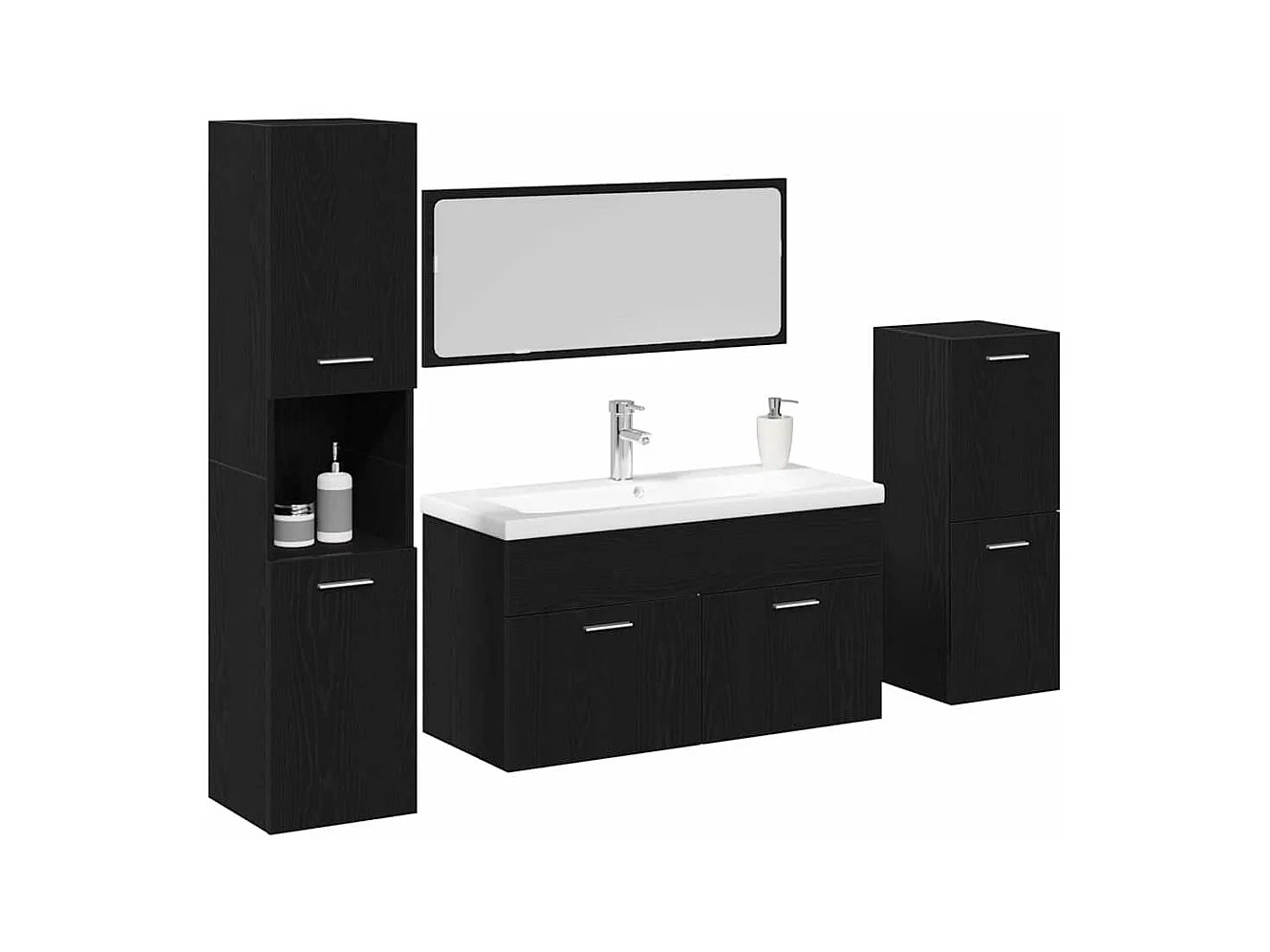 Ensemble de mobilier de salle de bain 4 pcs Chêne noir
