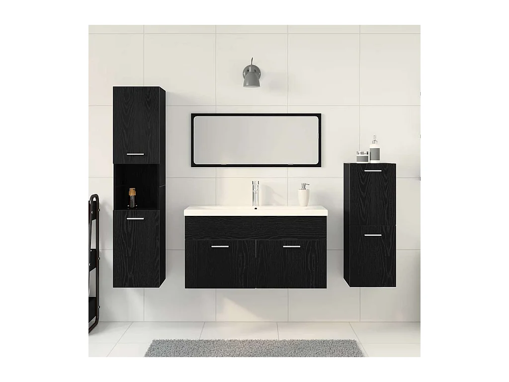 Ensemble de mobilier de salle de bain 4 pcs Chêne noir