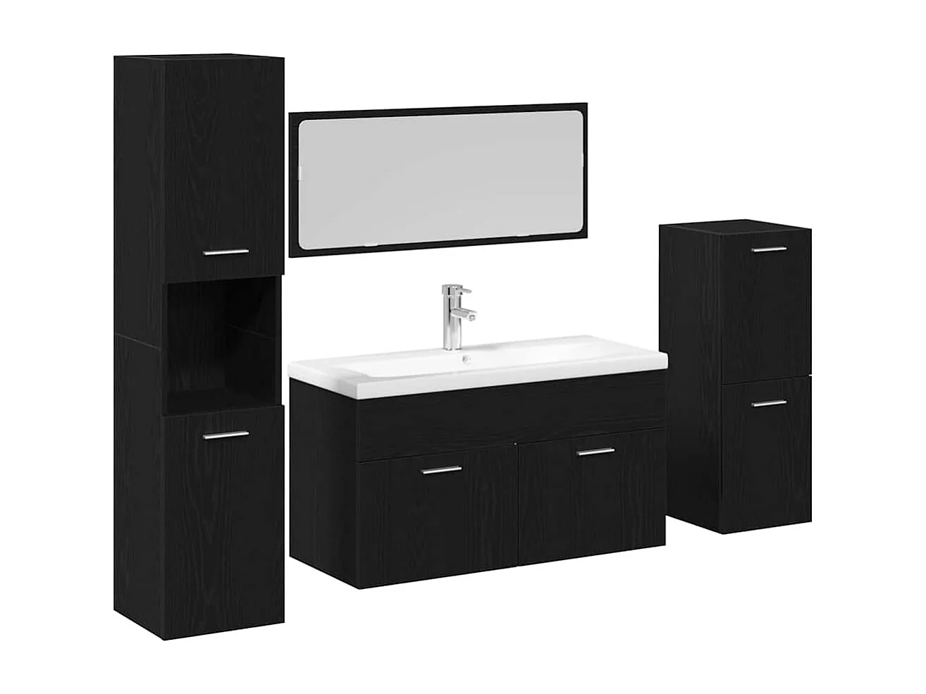 Ensemble de mobilier de salle de bain 4 pcs Chêne noir