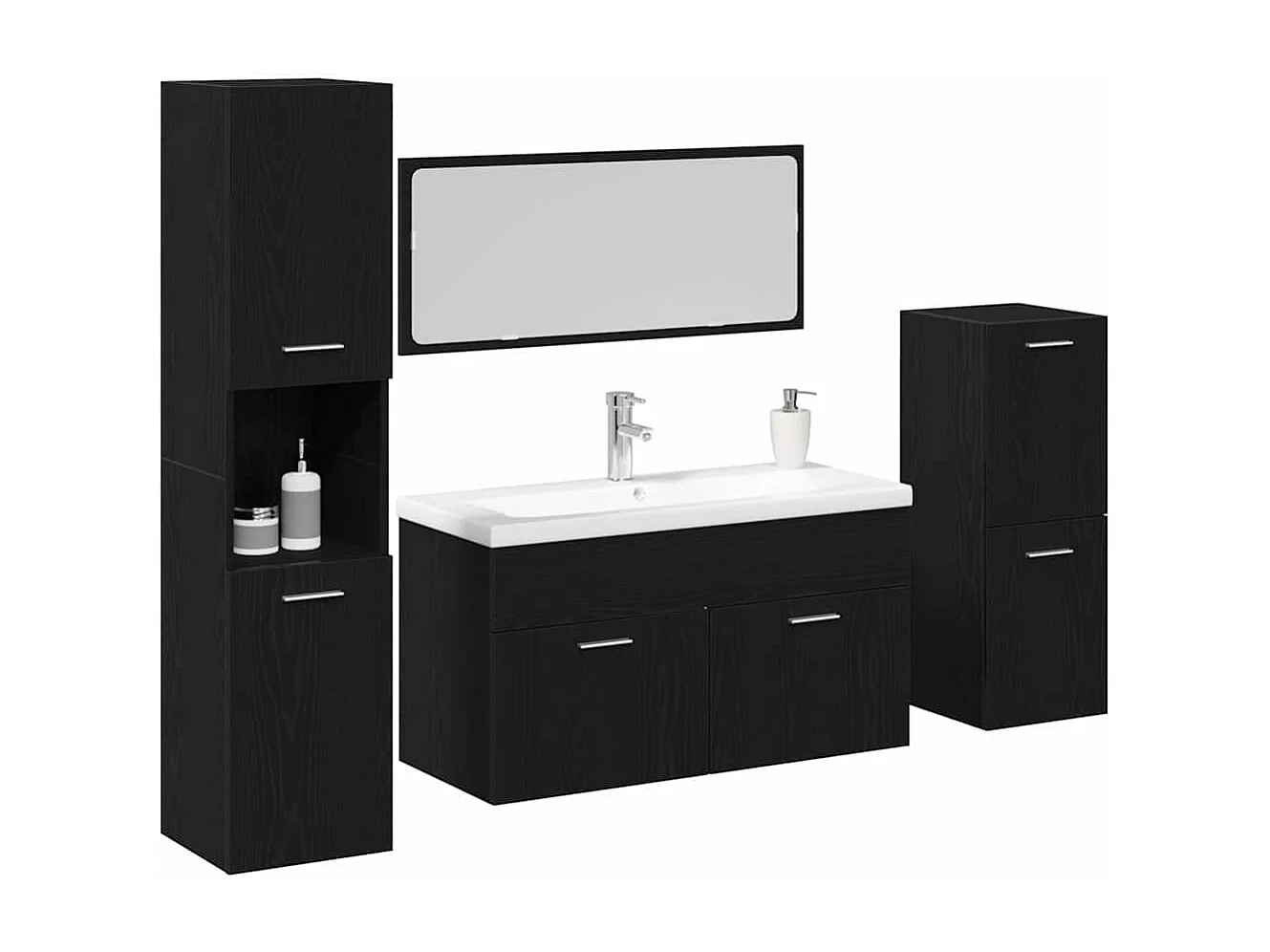Ensemble de mobilier de salle de bain 4 pcs Chêne noir