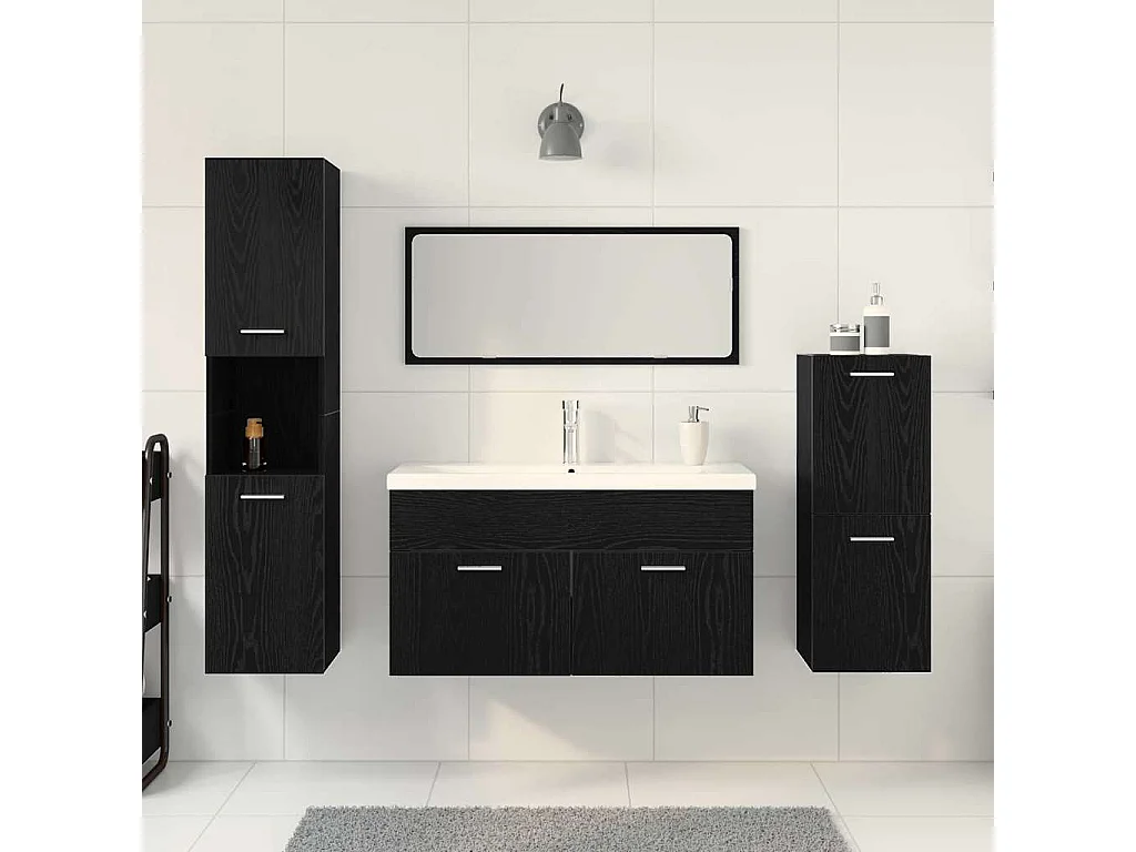 Ensemble de mobilier de salle de bain 4 pcs Chêne noir