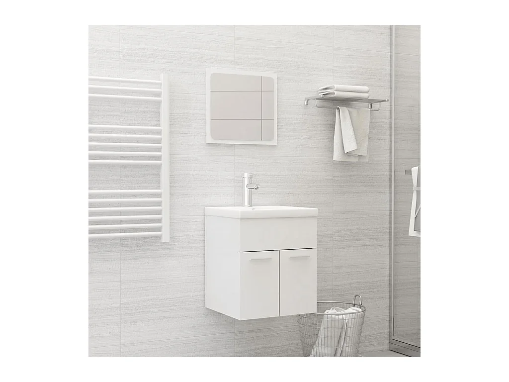 Conjunto de muebles de baño de aglomerado blanco brillo