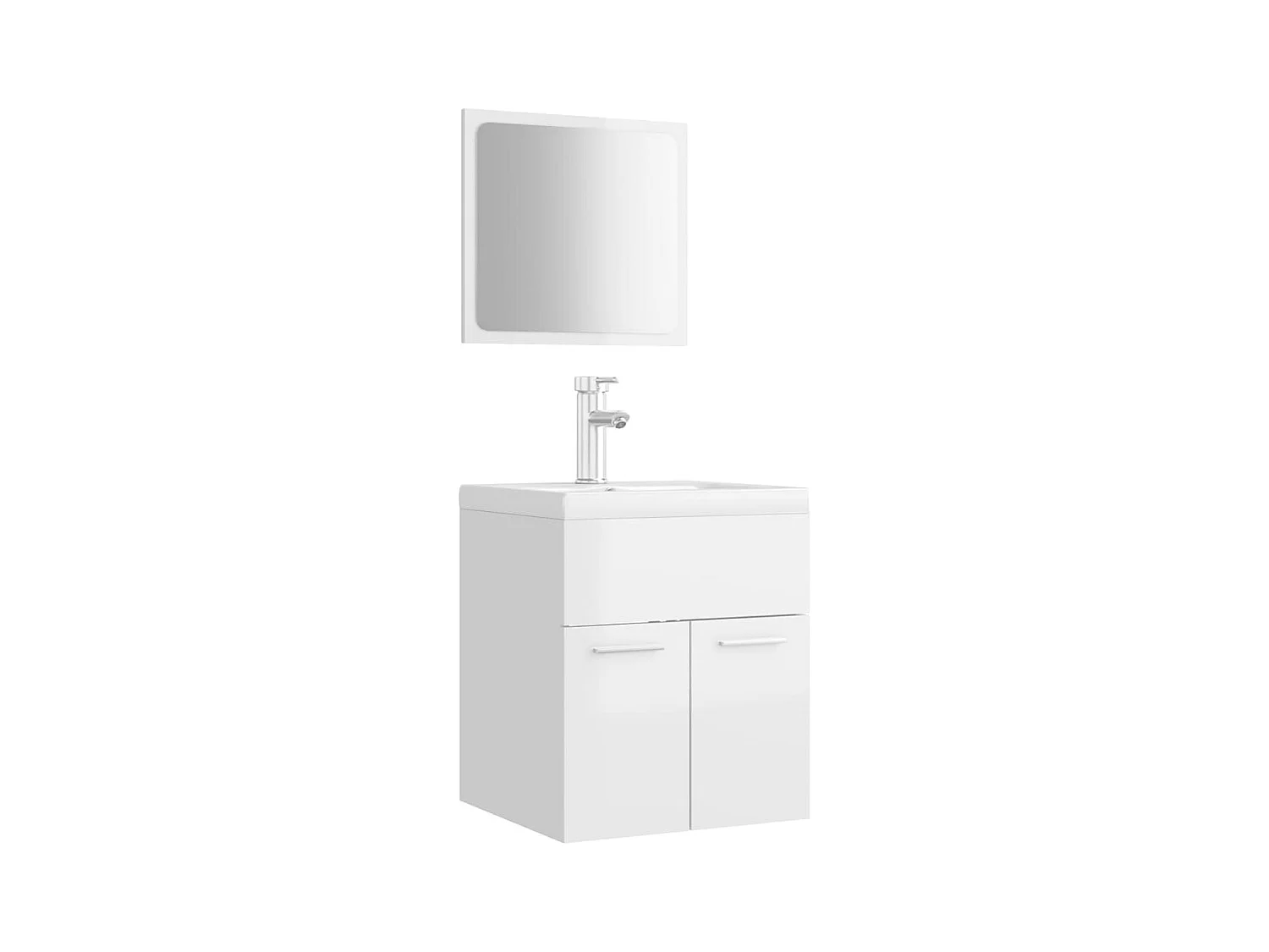 Conjunto de muebles de baño de aglomerado blanco brillo