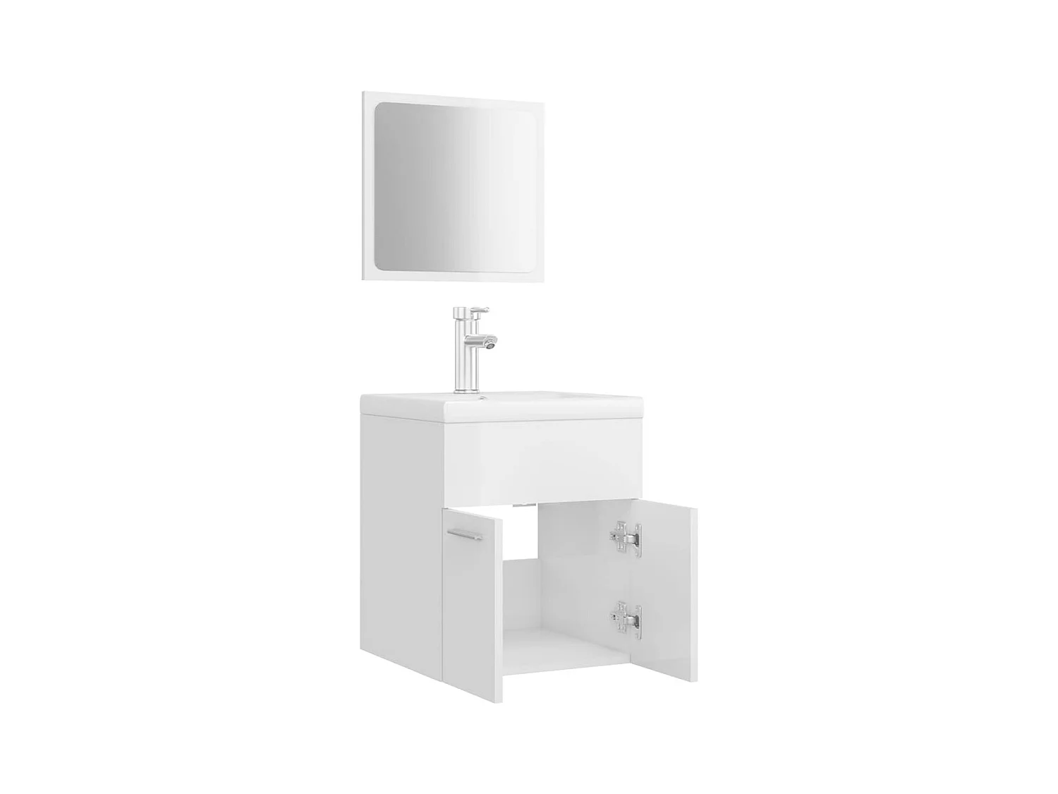Conjunto de muebles de baño de aglomerado blanco brillo