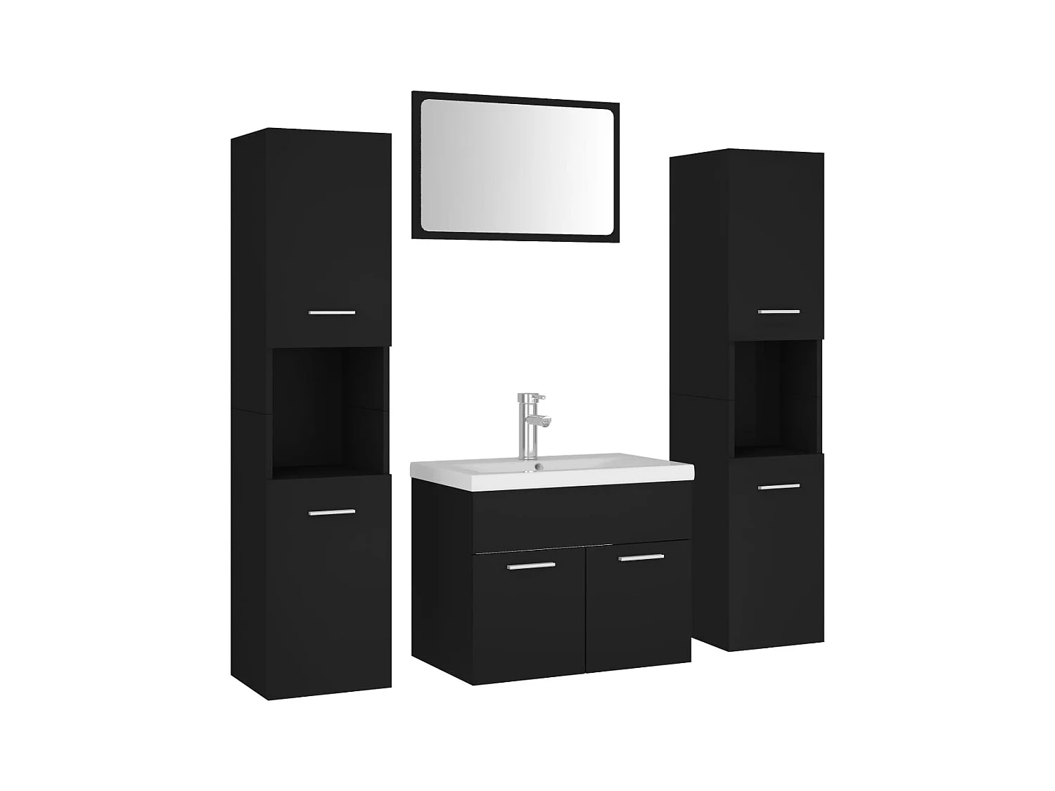 Zwarte spaanplaat badkamermeubelset