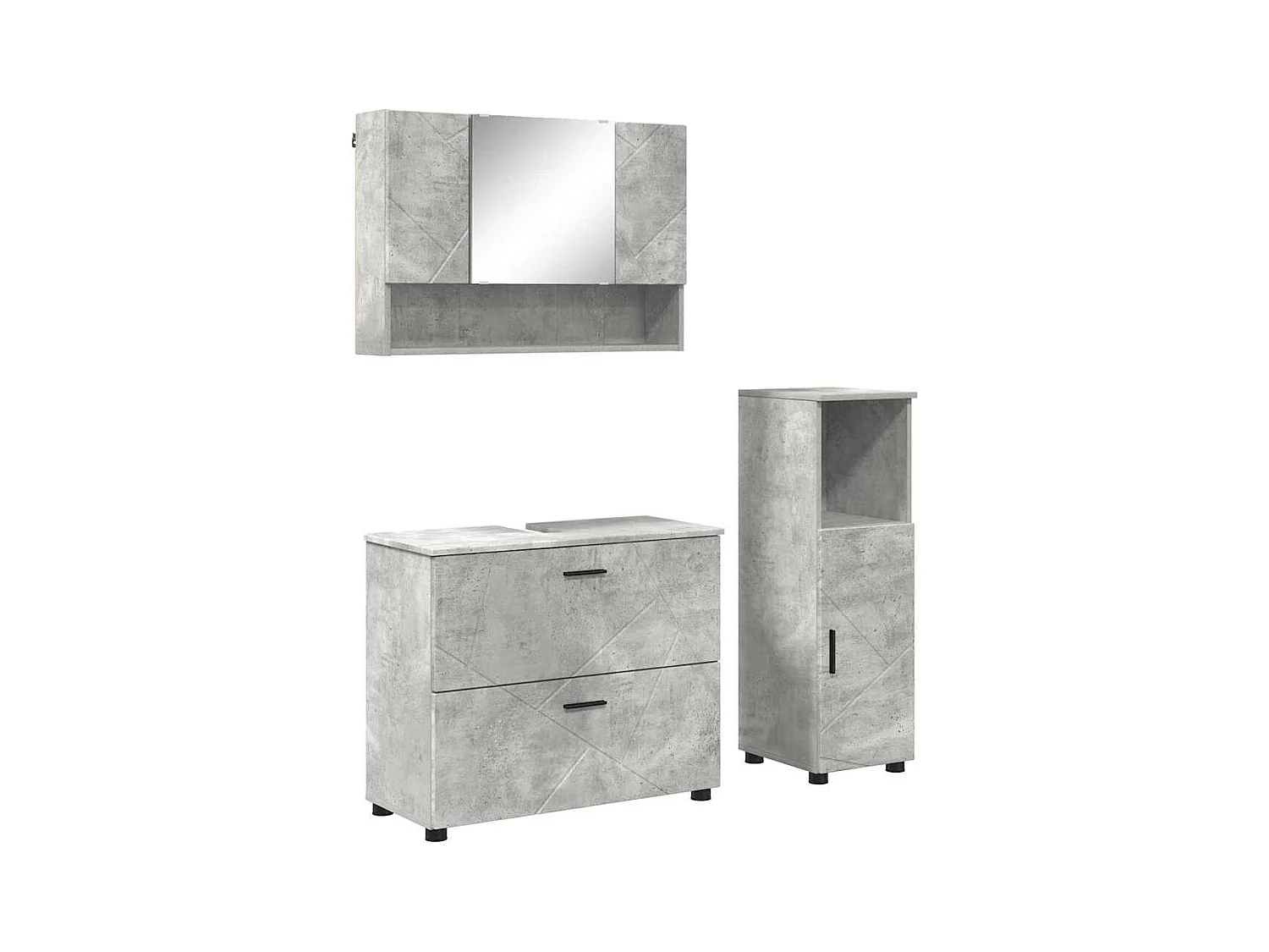 Ensemble de mobilier de salle de bain 3 pcs Gris béton
