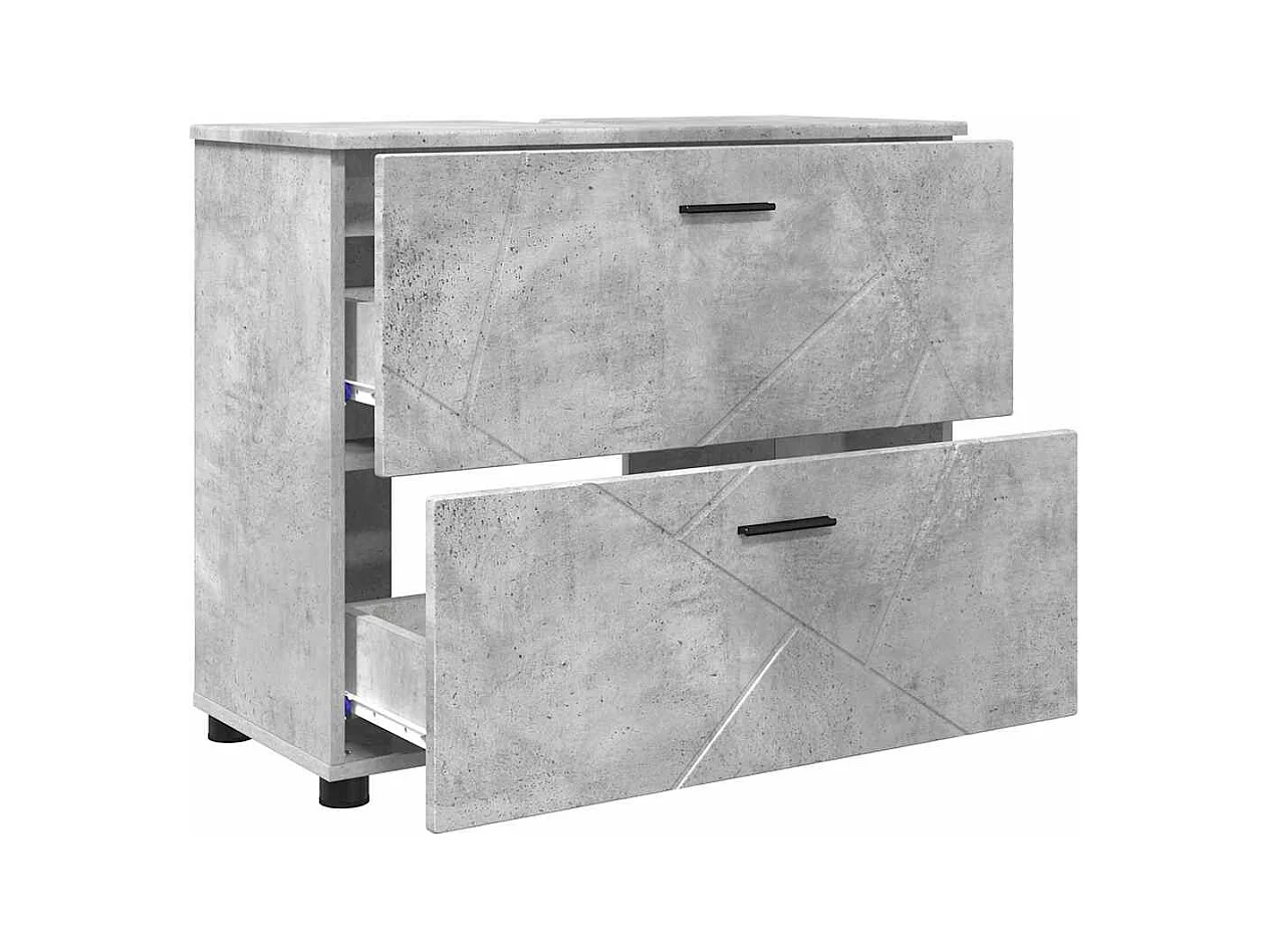 Ensemble de mobilier de salle de bain 3 pcs Gris béton