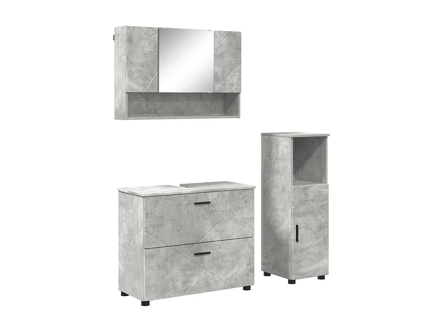 Ensemble de mobilier de salle de bain 3 pcs Gris béton