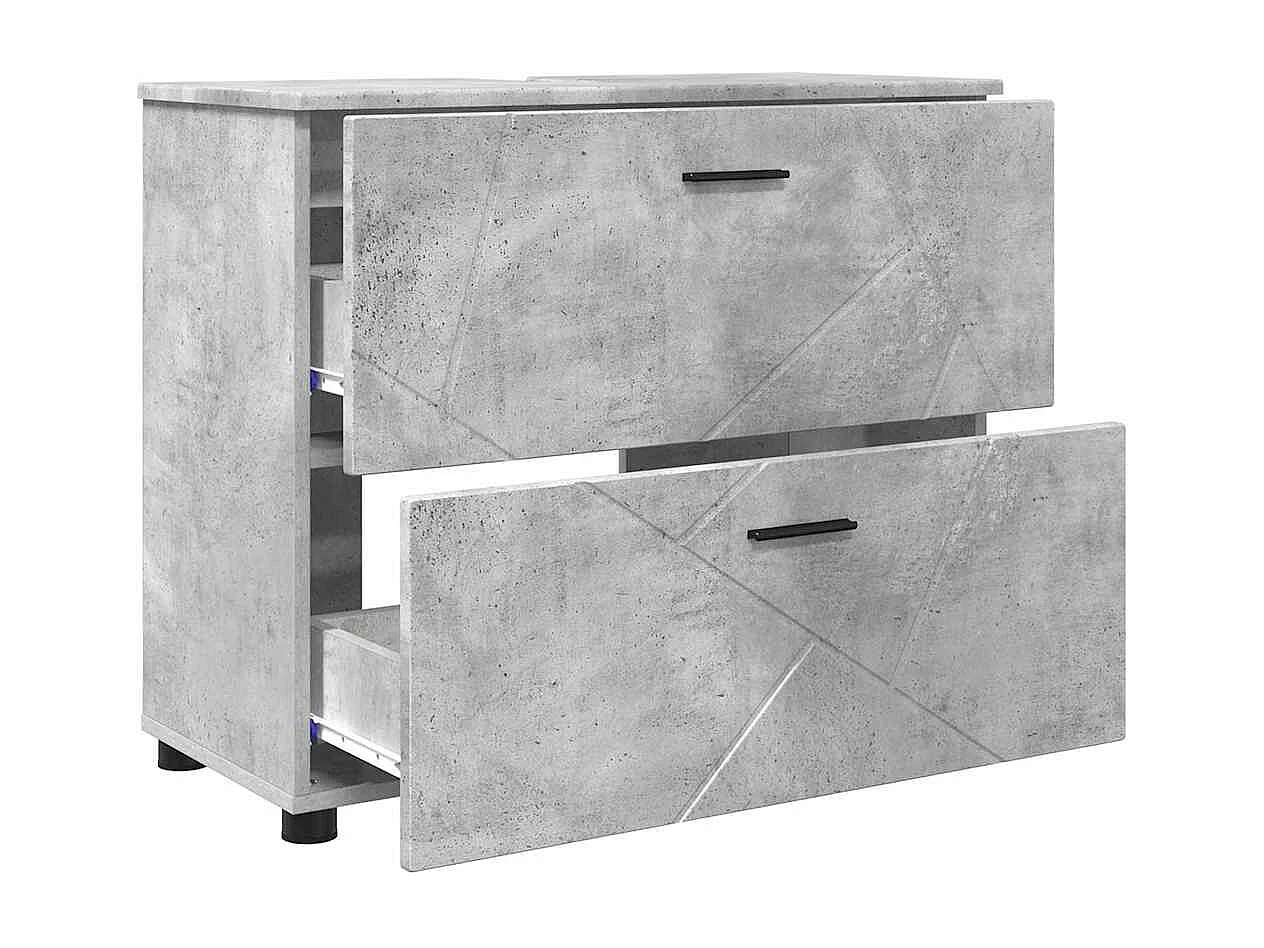 Ensemble de mobilier de salle de bain 3 pcs Gris béton