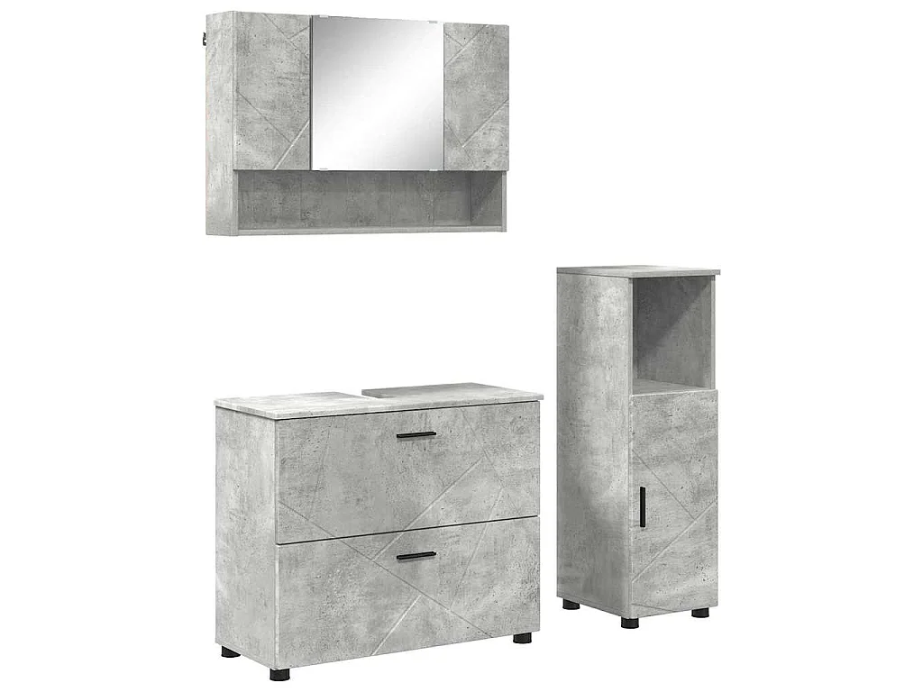 3-teiliges Badmöbel-Set Betongrau