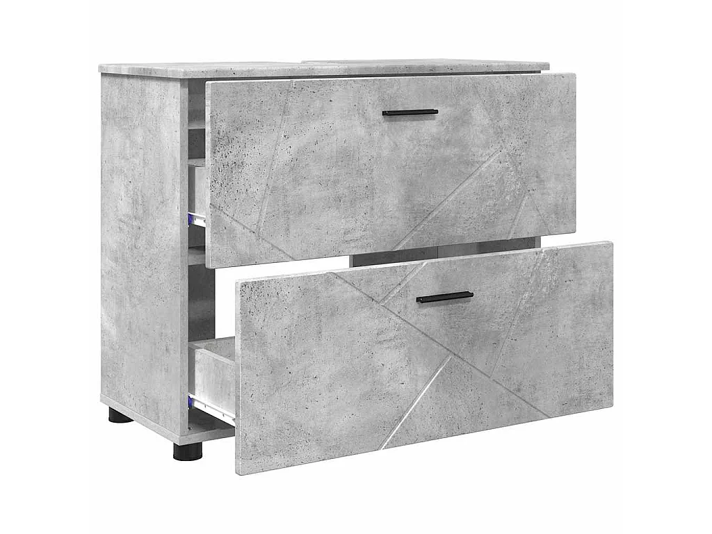 3-teiliges Badmöbel-Set Betongrau