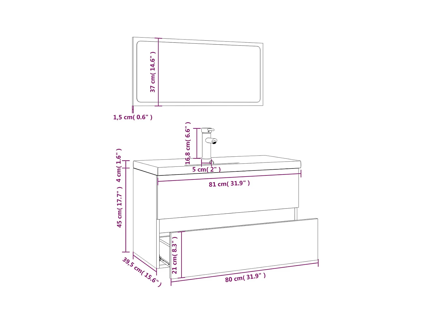Muebles de baño de madera de ingeniería de roble ahumado