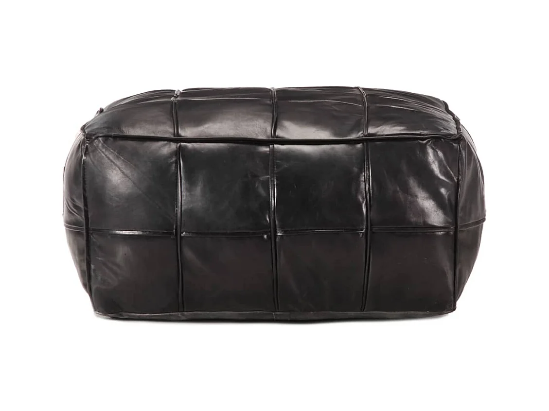 Pouf 60 x 60 x 30 cm Nero Vera pelle di capra