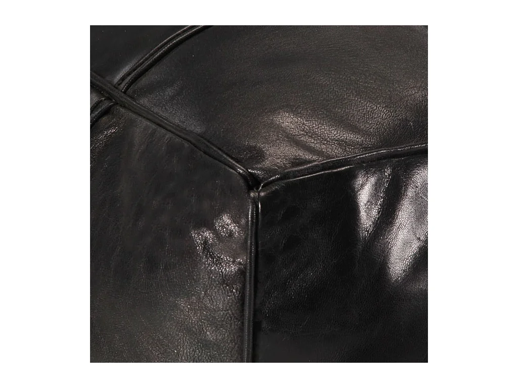 Pouf 60 x 60 x 30 cm Nero Vera pelle di capra