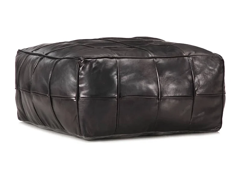 Pouf 60 x 60 x 30 cm Noir Cuir véritable de chèvre