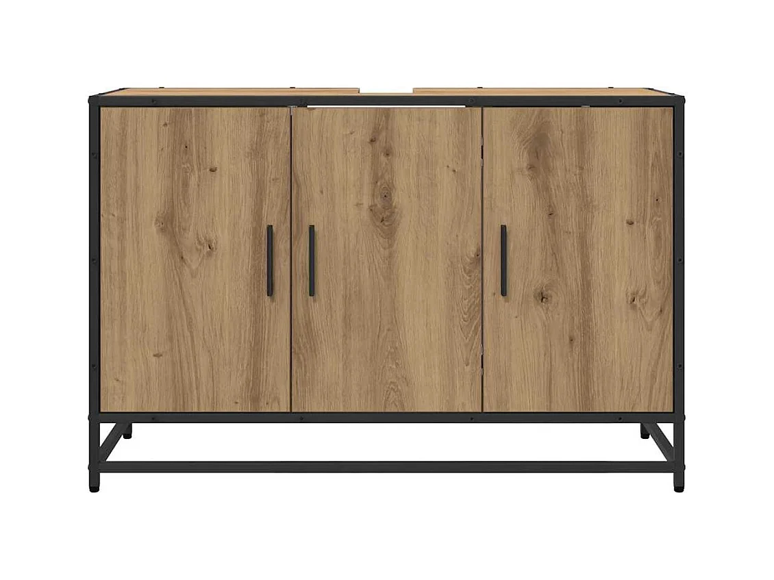 Mueble de baño con estante de roble hecho a mano