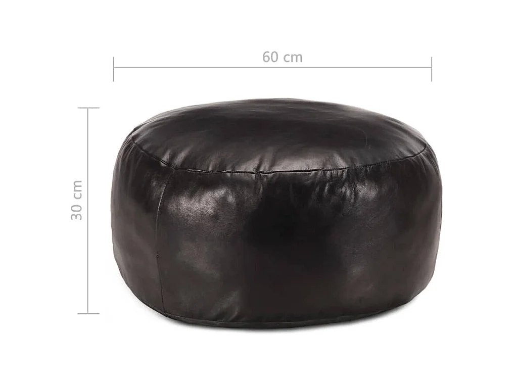Pouf 60 x 30 cm Nero Vera pelle di capra