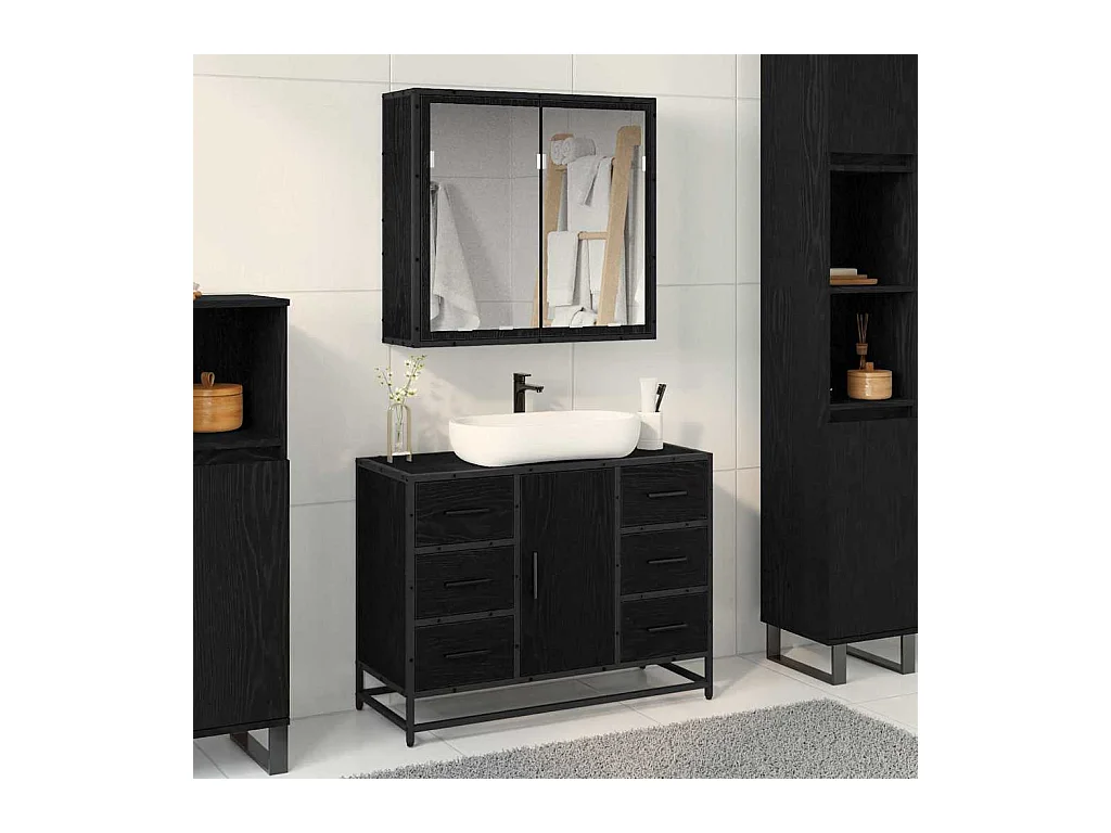 Conjunto de muebles de baño de 2 piezas Roble negro