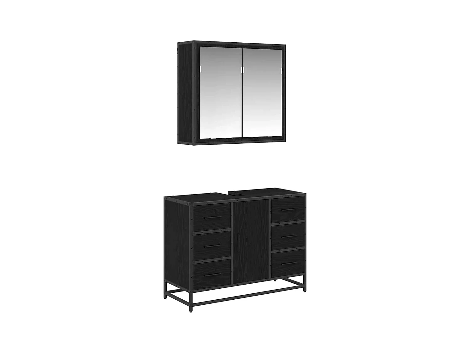Conjunto de muebles de baño de 2 piezas Roble negro