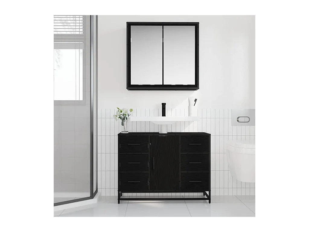 Conjunto de muebles de baño de 2 piezas Roble negro