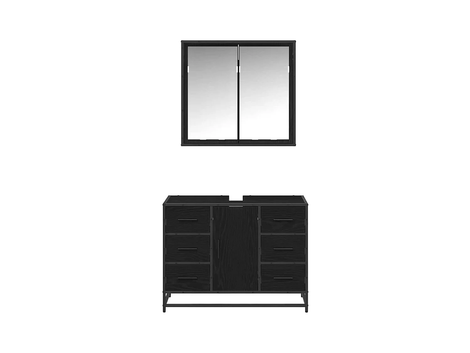 Conjunto de muebles de baño de 2 piezas Roble negro