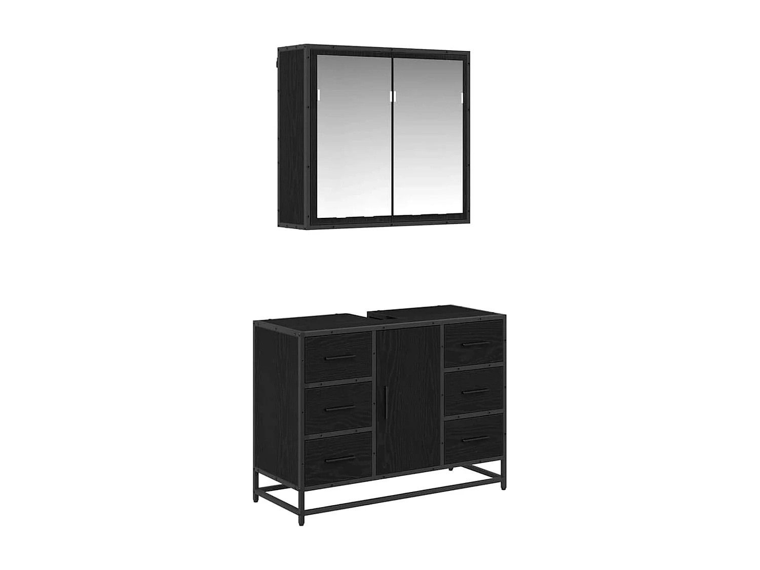 Ensemble de mobilier de salle de bain 2 pcs Chêne noir