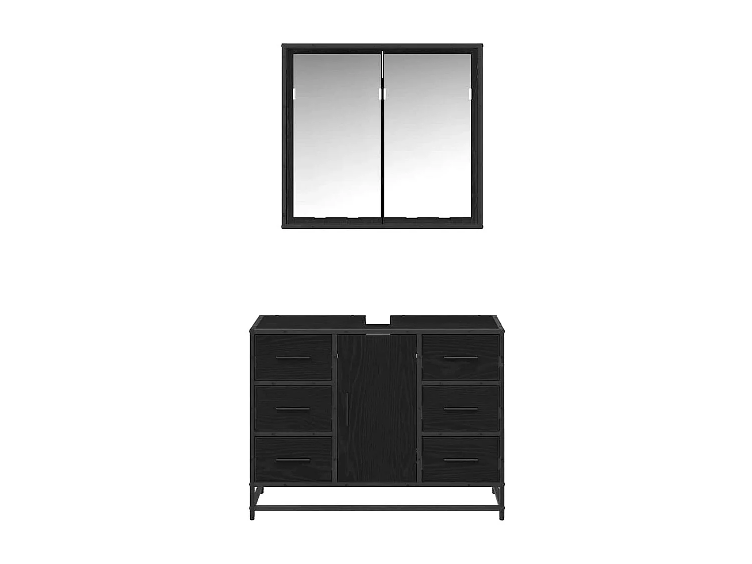Ensemble de mobilier de salle de bain 2 pcs Chêne noir