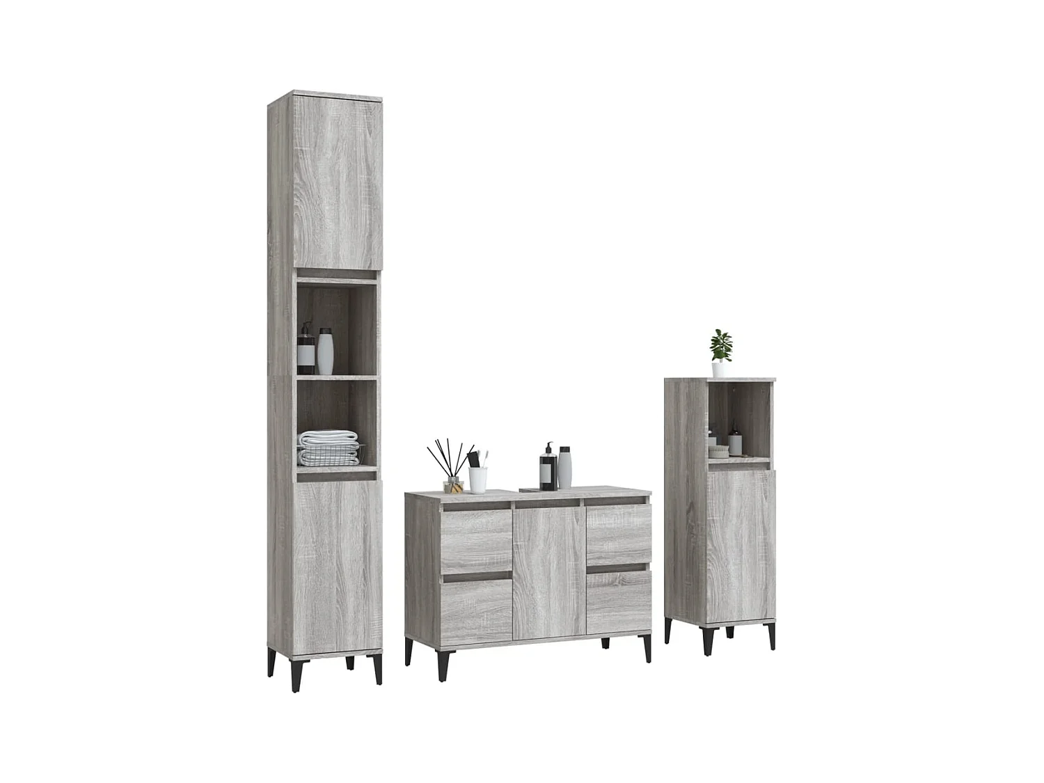 Set di mobili da bagno Sonoma Grey da 3 pezzi