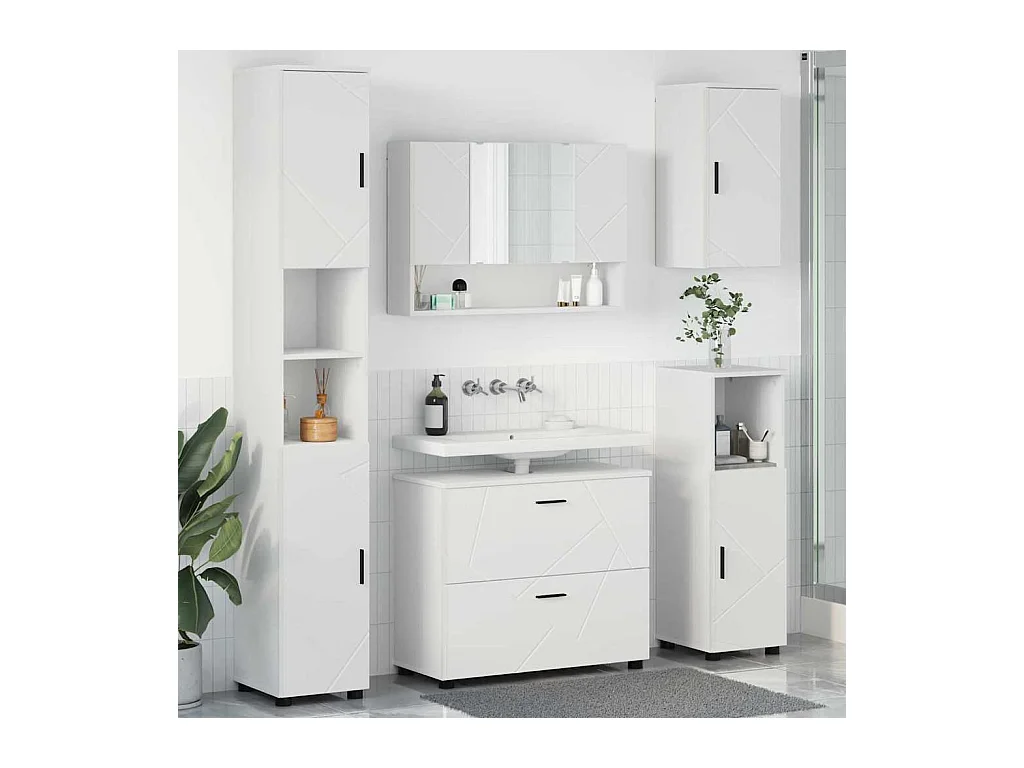 Conjunto de muebles de baño con cajón 5 piezas blanco
