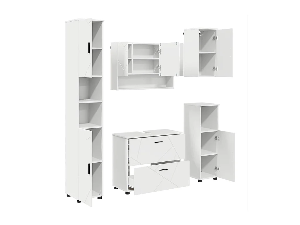 Conjunto de muebles de baño con cajón 5 piezas blanco