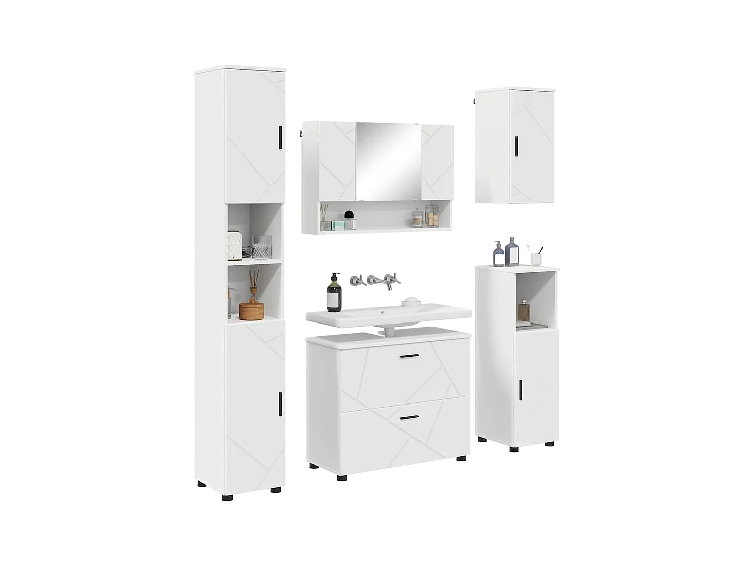 Conjunto de muebles de baño con cajón 5 piezas blanco