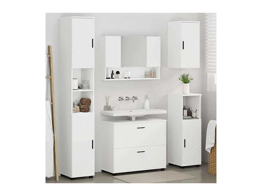 Conjunto de muebles de baño con cajón 5 piezas blanco