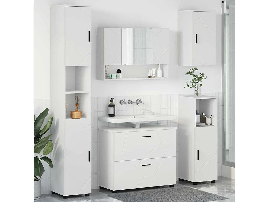 Conjunto de muebles de baño con cajón 5 piezas blanco
