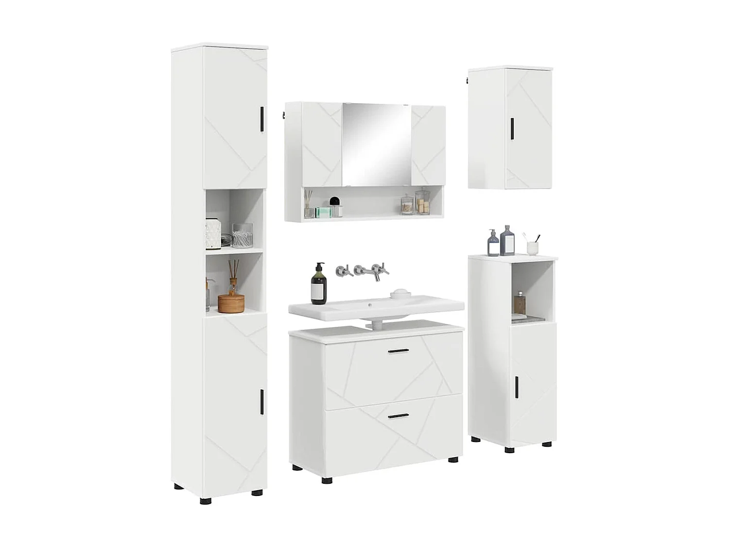 Conjunto de muebles de baño con cajón 5 piezas blanco