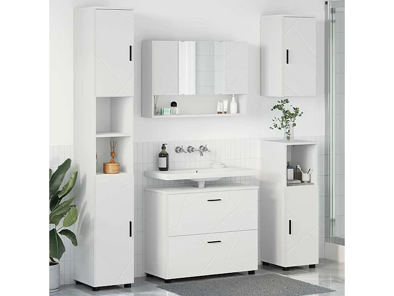 Conjunto de muebles de baño con cajón 5 piezas blanco