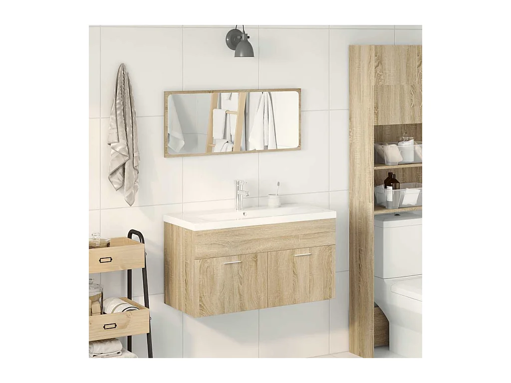 Conjunto de muebles de baño de 3 piezas roble sonoma